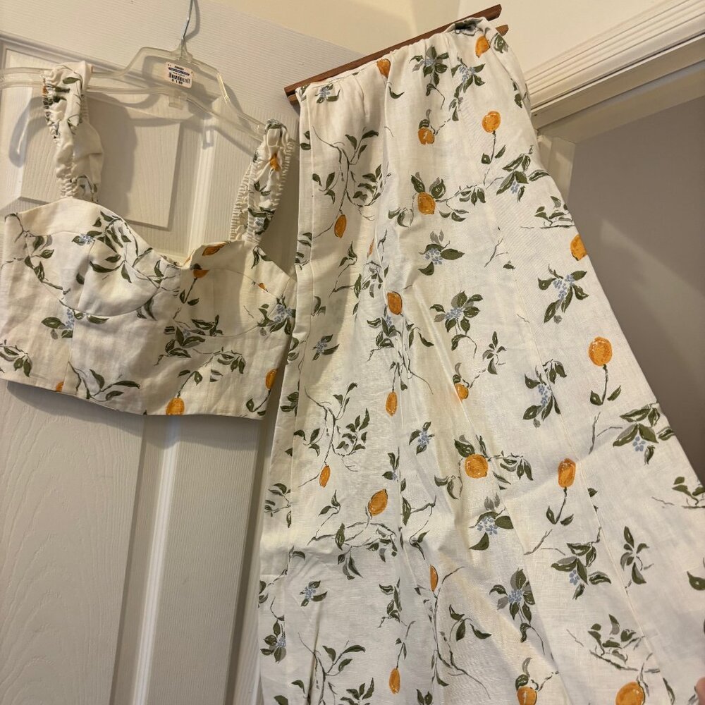 Reformation Clyde Linen Two Piece Set in Citron